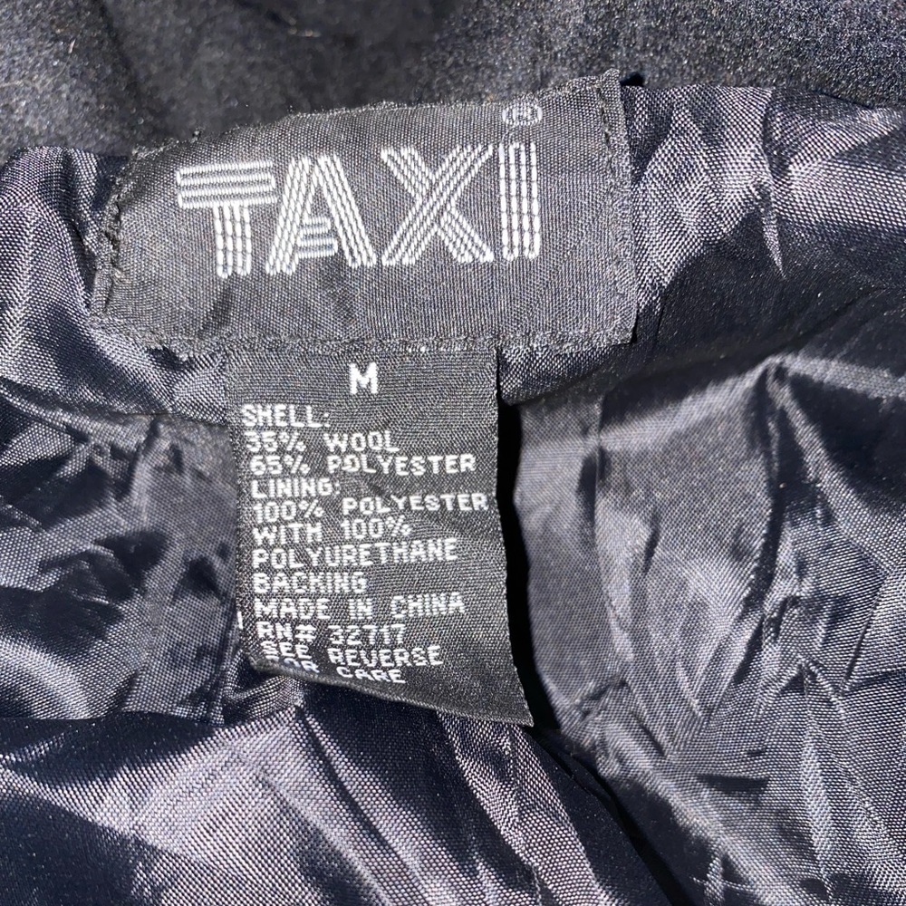 Taxi Wool‎ Blend VTG Black High Neck Raincoat Jacket Sz M Quiet Luxury Old Money - Picture 6 of 7
